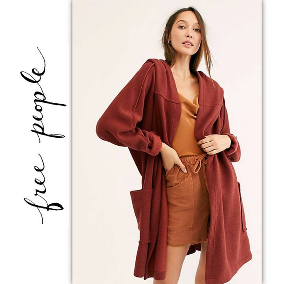 Free People Sweaters - NWT Free People Rust Willow Hooded Cardi